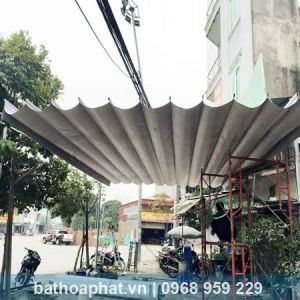 Hòa Phát thi công mái xếp quán cafe sân vườn đẹp, chính hãng