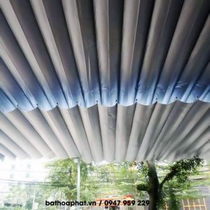 Thi công mái xếp kéo di động lượn sóng che nắng mưa không gian lớn