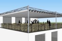 Thiết kế, lắp đặt mái xếp di động lượn sóng cho nhà hàng